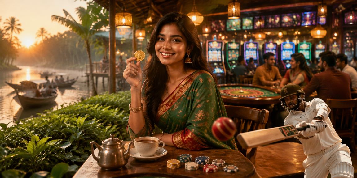 A Bangladeshi user enjoying cricket betting on the rs5 platform at a tea garden in Barisal